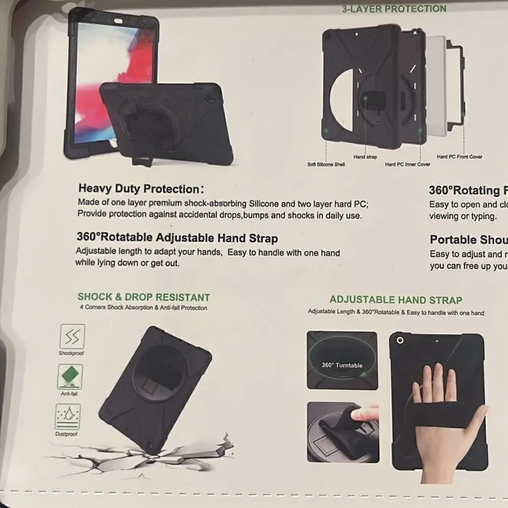 New in packaging 3 layer protection adjustable tablet strap case